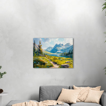 Landscape with Mountains and Stream - Serenity Sunrise