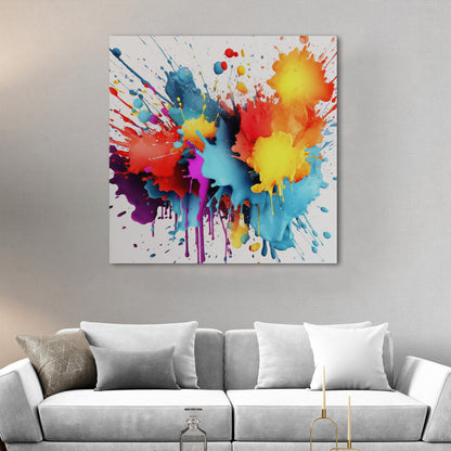 3D Digital Render of Splattered Colors - Vivid Spectrum Splatter Art