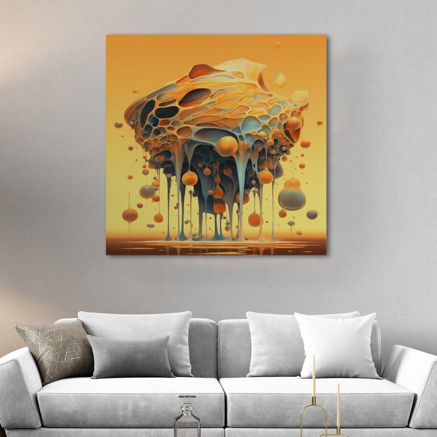 Abstract, surreal wall art with melting shapes- Enigma of Melting Dreams