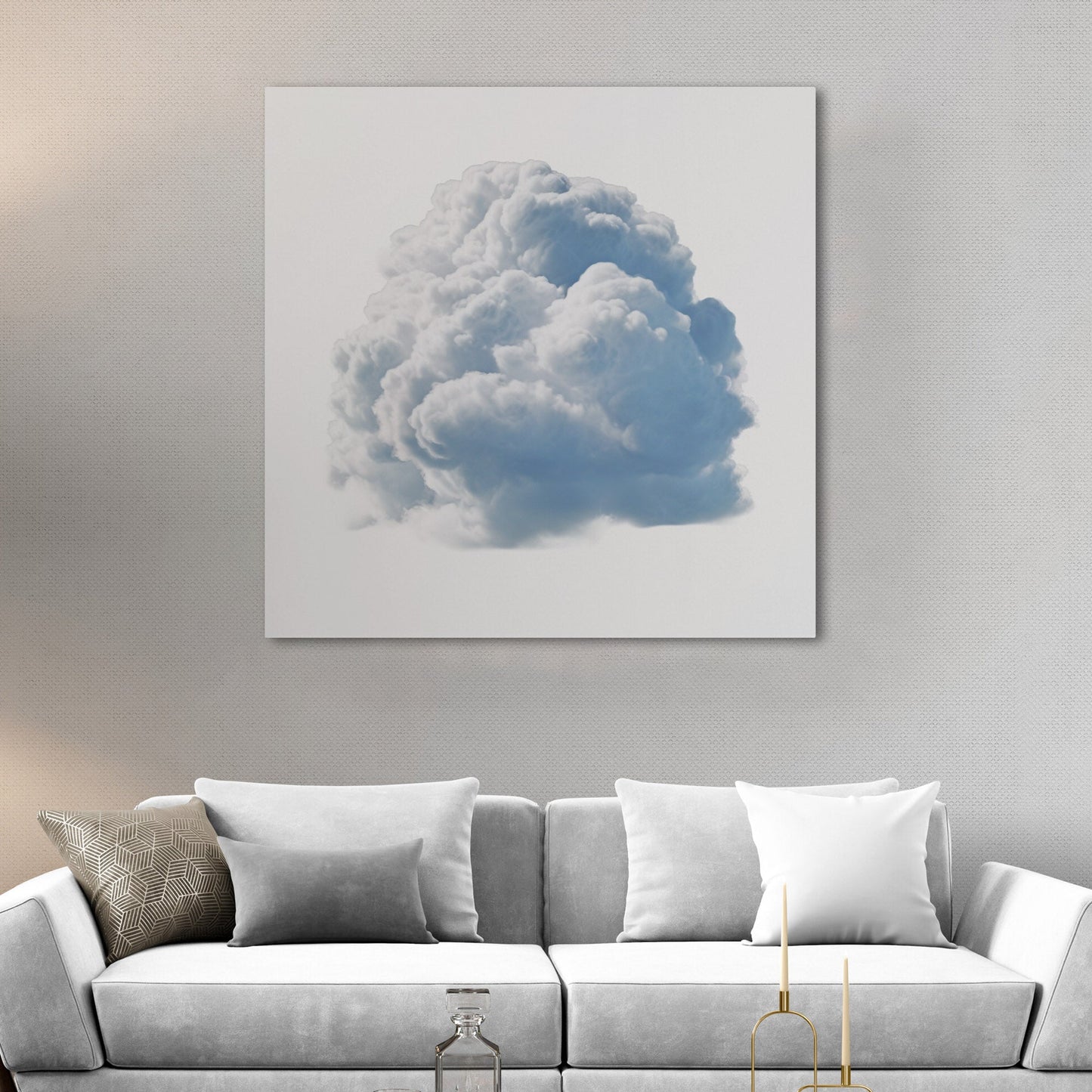 Single White Cloud on White Background Nursery Art - Heavenly White Serenity