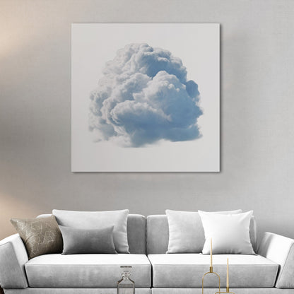 Single White Cloud on White Background Nursery Art - Heavenly White Serenity