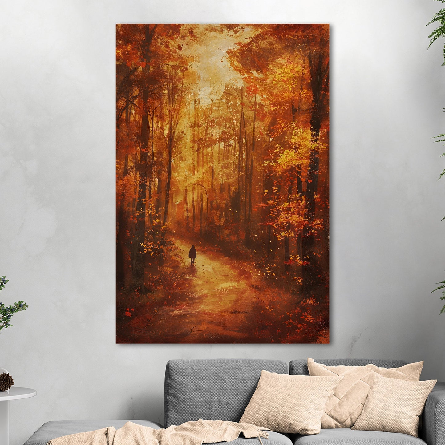 Autumn landscape in brown and orange - Ethereal Wanderer in Rembrandt's Autumn Forest