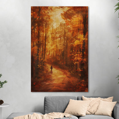 Autumn landscape in brown and orange - Ethereal Wanderer in Rembrandt's Autumn Forest