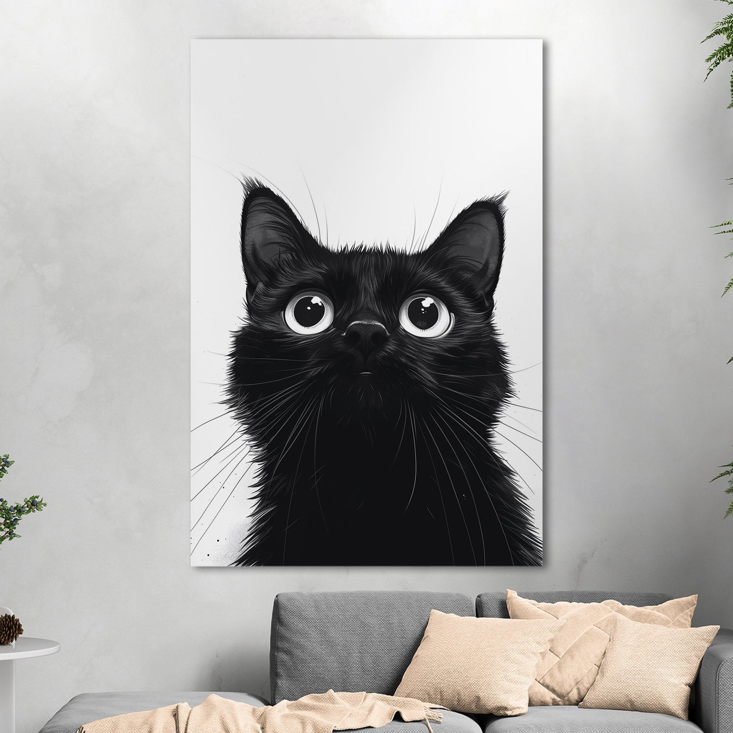 Whimsical cat peering over edge - Enchanted Feline