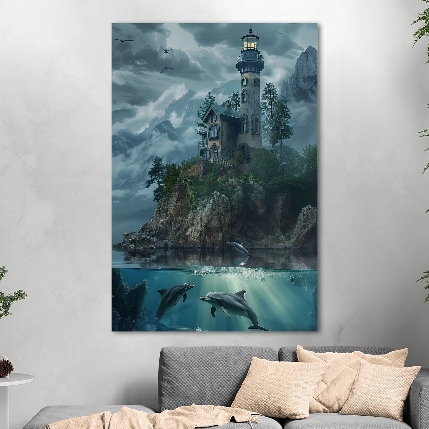 Enchanting lighthouse on misty cliffside - Dream of Serenity