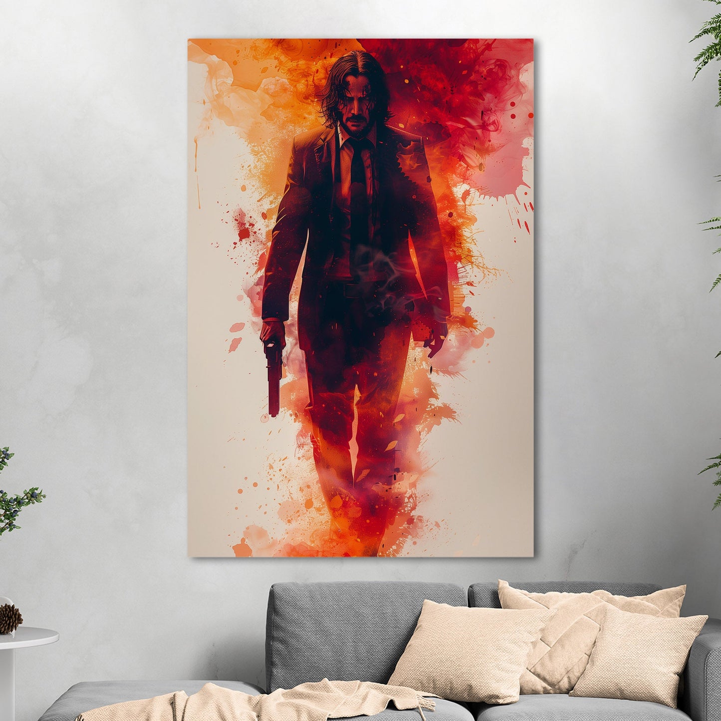 John Wick Stylized Portrait - John Wick: Splattered Silhouette