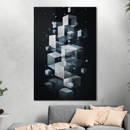 Abstract Geometric art for Office - Ethereal Cubic Serenity