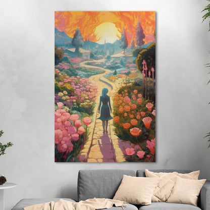 Child's Room Whimsical Fairytale Watercolor Landscape - Enchanted Floral Pathways