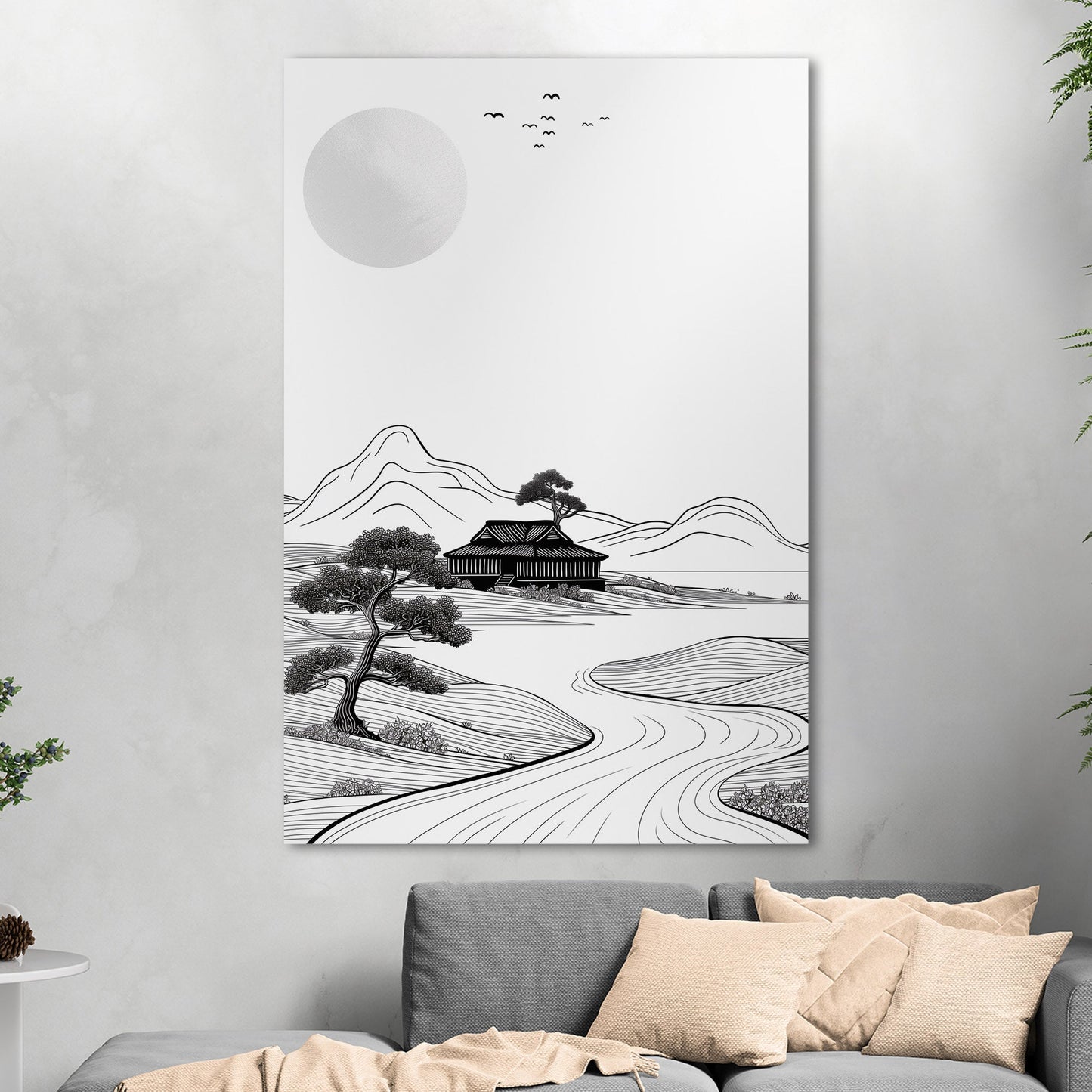 Chinese Landscape Ink Drawing - Ethereal Harmony of Eastern Lines