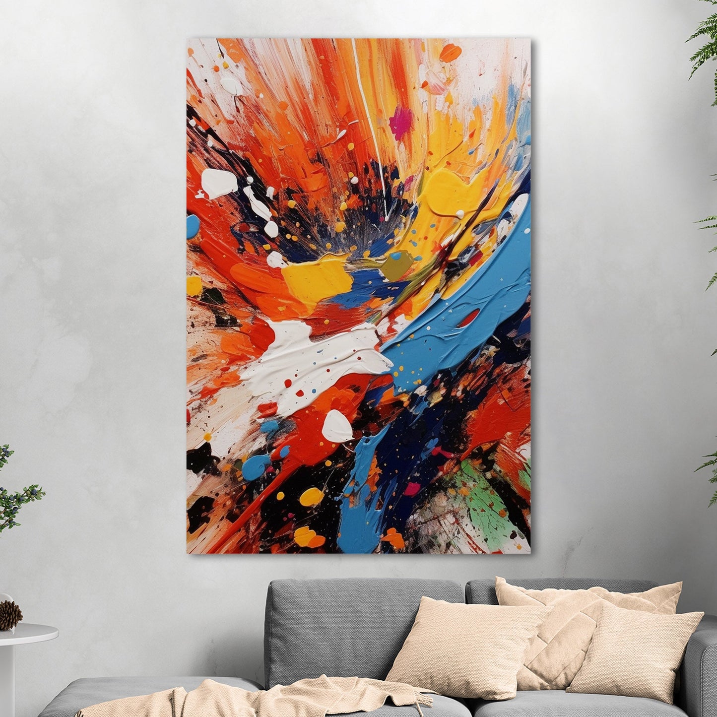 Vibrant abstract with dynamic paint splatters print - Energy Burst