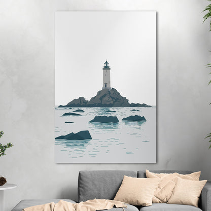 Minimalist Lighthouse Art in Retro Colors - Coastal Dreamer