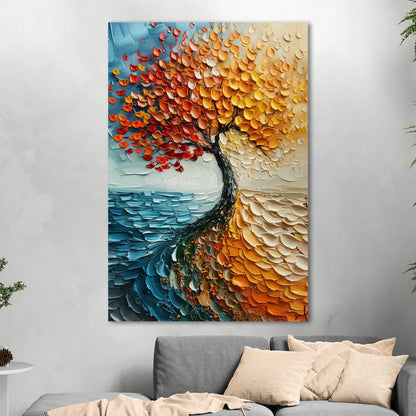 Stylized Tree of Life in Blues and Orange - Energy Elation