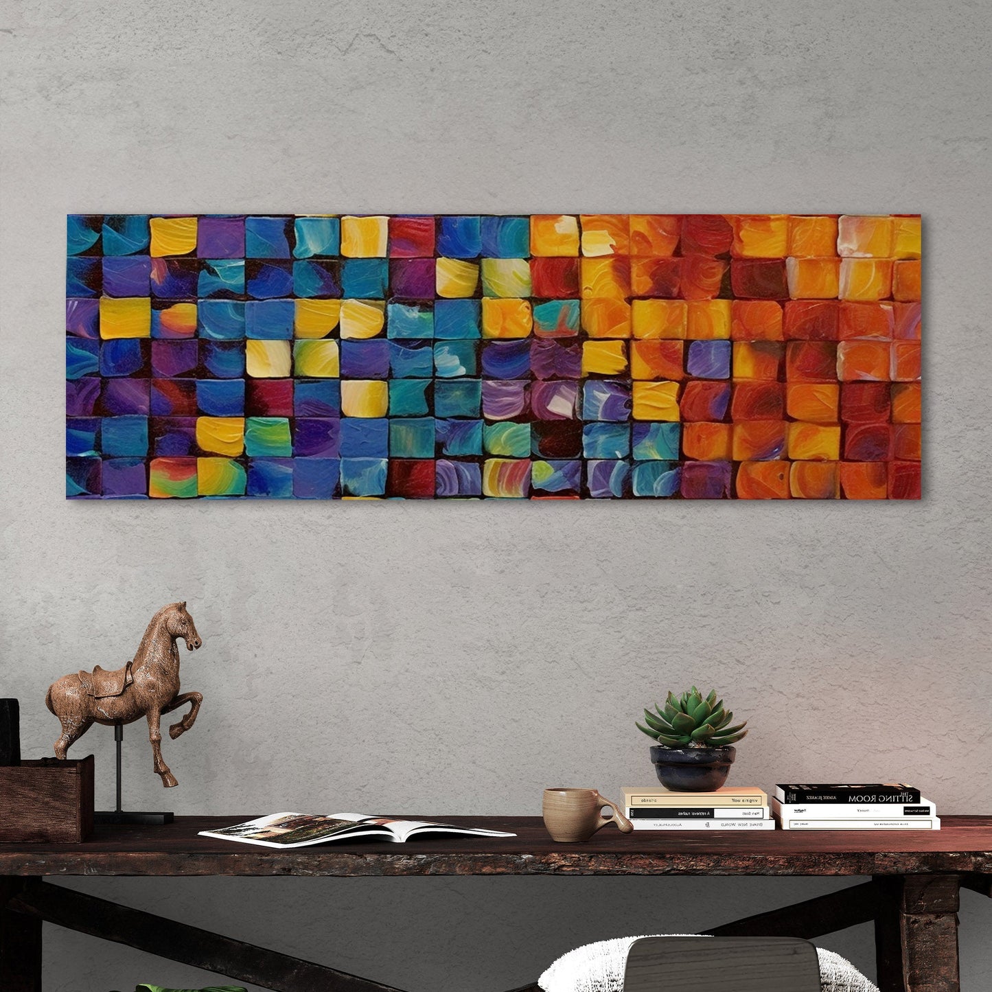 Colorful abstract squares textured painting - Formation Function