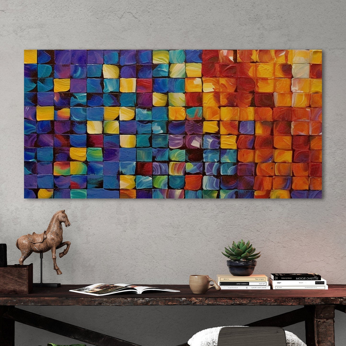 Colorful abstract squares textured painting - Formation Function