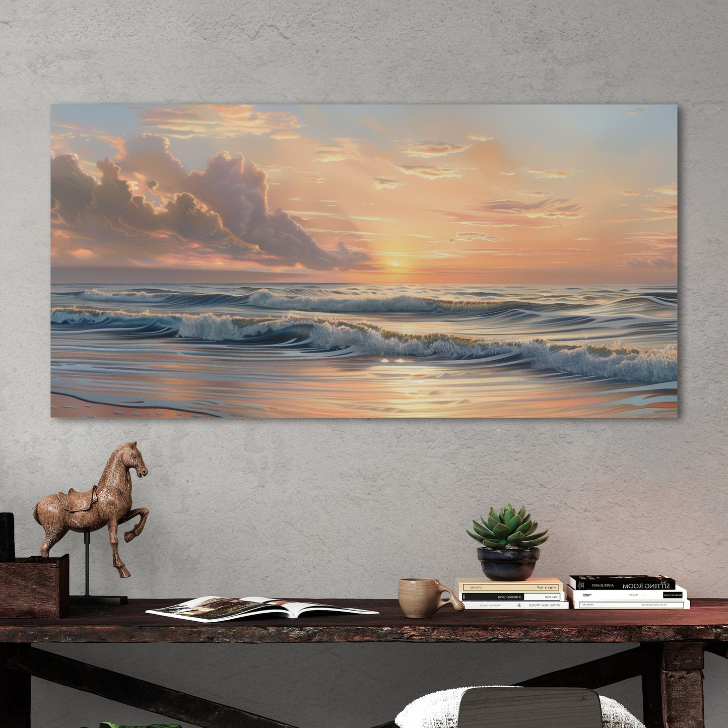 Coastal sunset serenity, pastel colors - Tranquil Reflections in Paradise