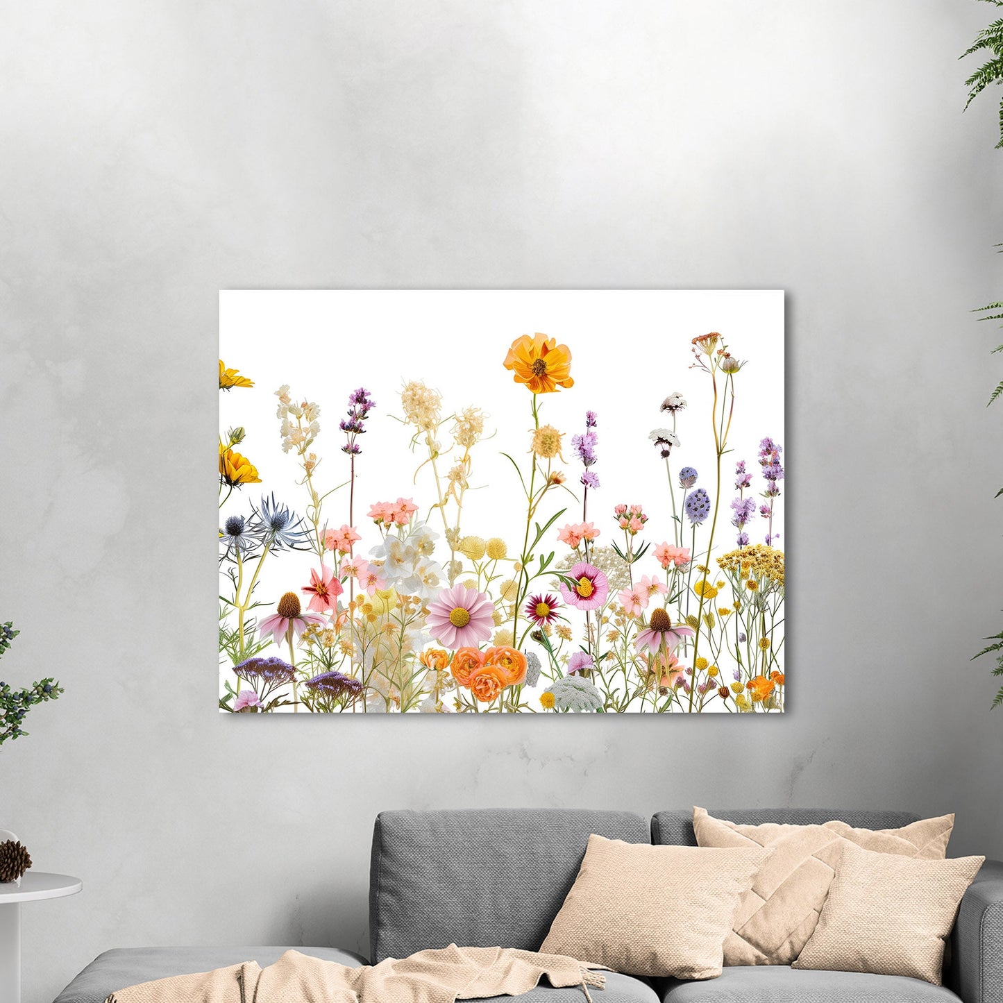 Whimsical Watercolor Wildflowers on White Background - Bright Flower Life