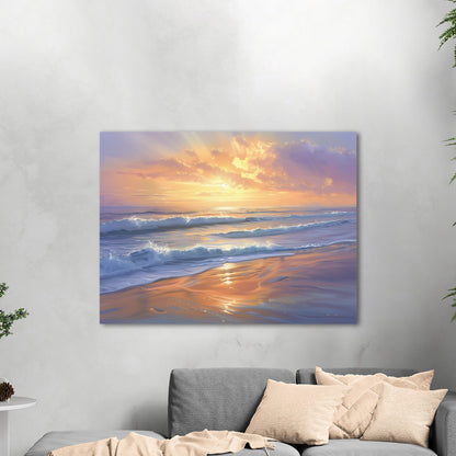 Tranquil coastal sunset - Golden Horizon