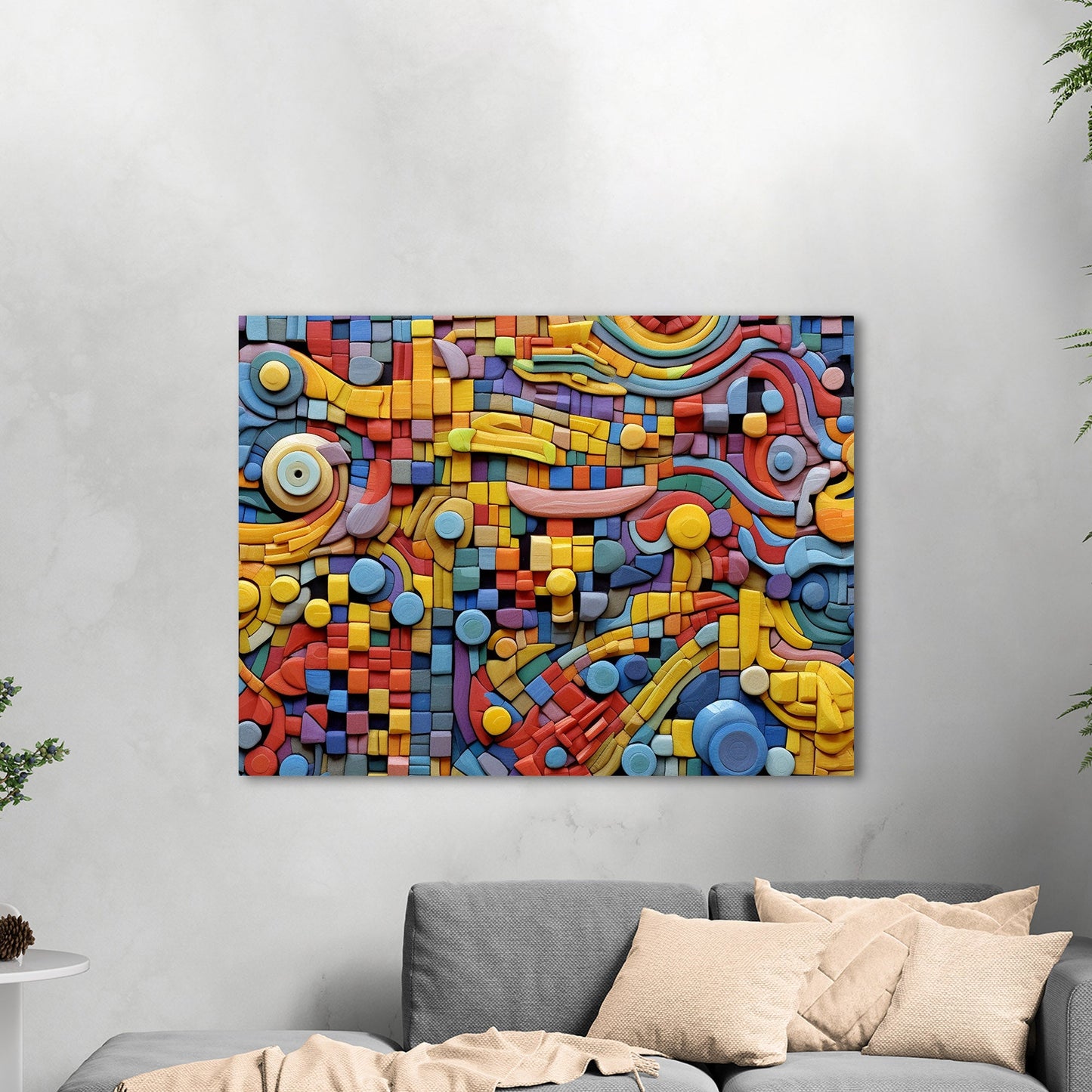 Vibrant, playful mosaic art with intricate details - Whimsical Energy Escape