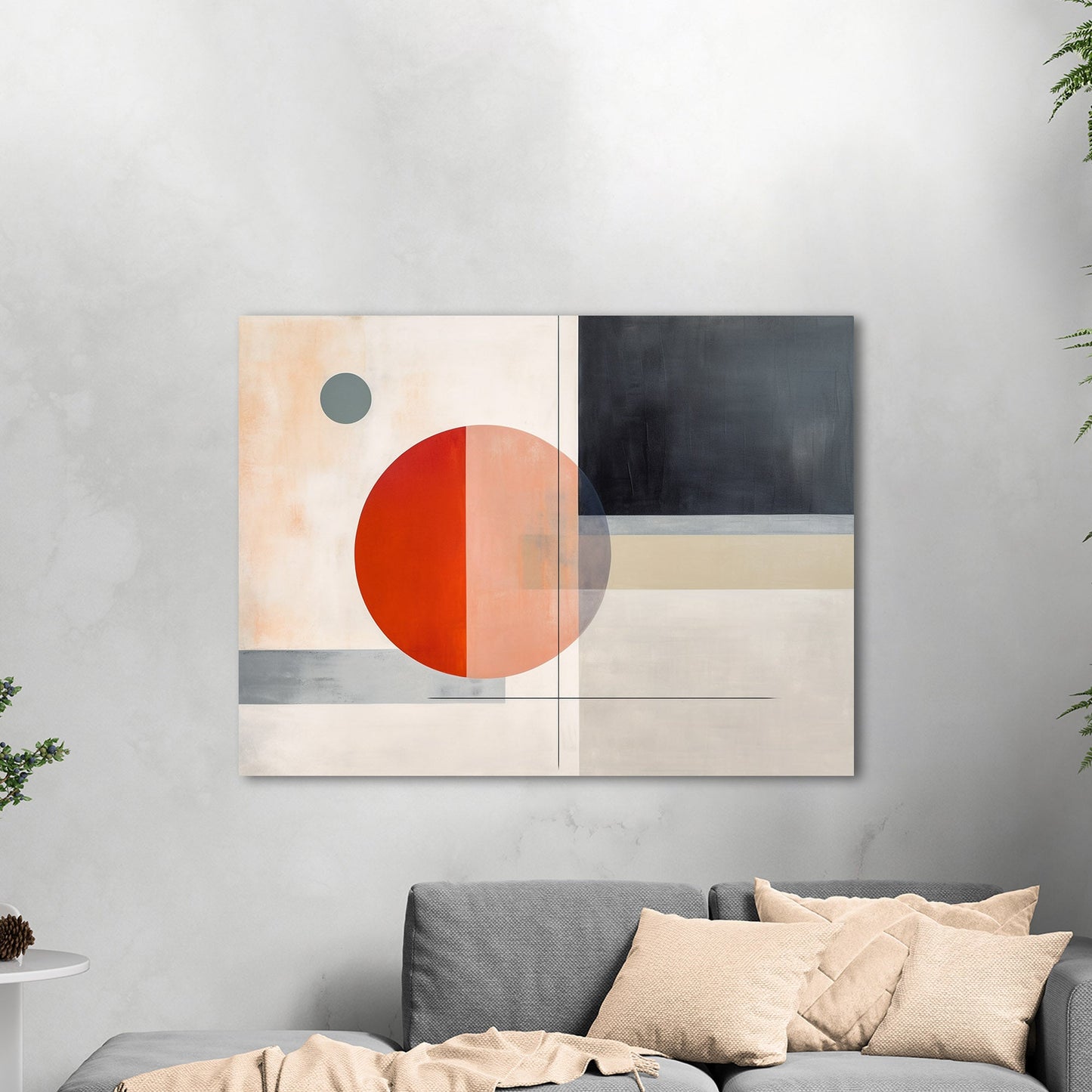 Geometric Minimal Abstract Shapes in Black, White and Red - Ethereal Whispers