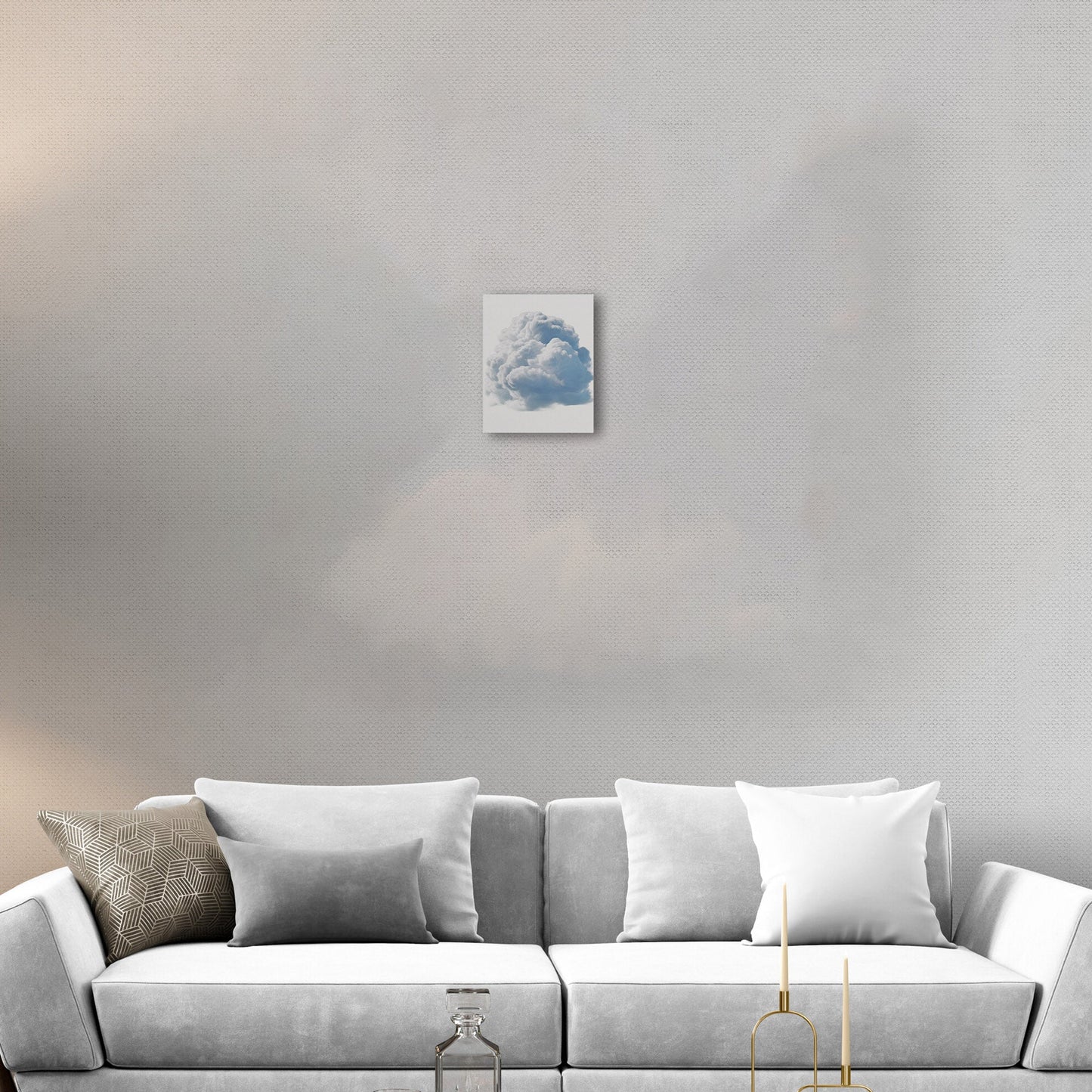 Single White Cloud on White Background Nursery Art - Heavenly White Serenity