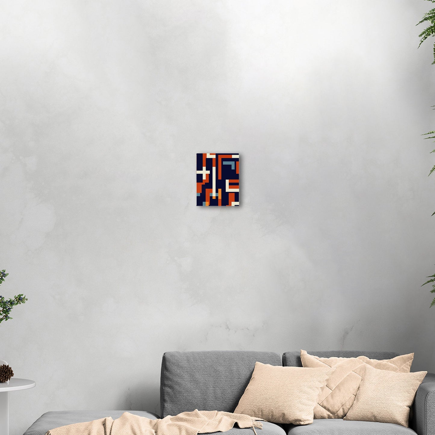 Geometric abstract wall art in blue and gold - Zenith Bliss