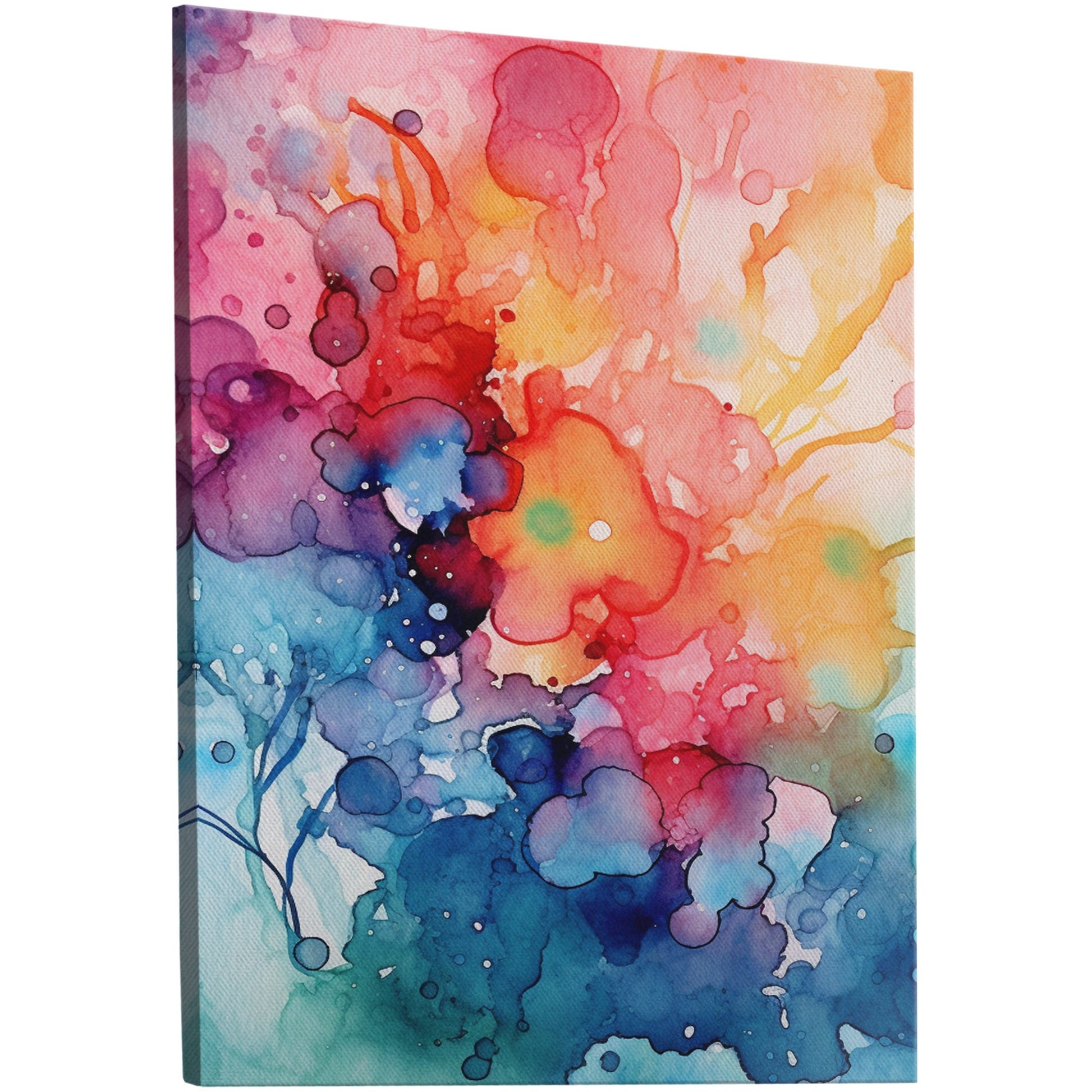 Stunning abstract watercolor painting with vibrant colors & textures on fine art paper or canvas in various sizes. Perfect addition to any room.