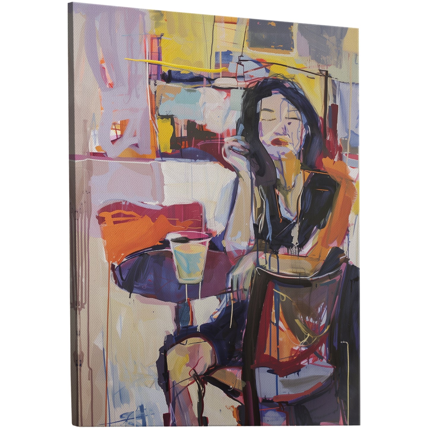 Impressionist Portrait of Woman at a Restaurant - Vibrant Portraits of Everyday Life