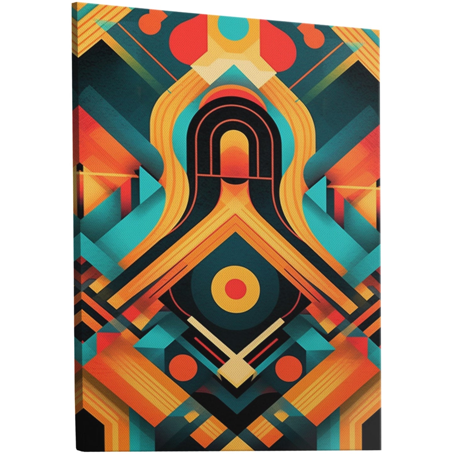 Captivating bold graphic tribal-inspired wall art with vibrant colors