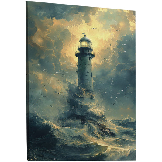 Handmade coastal lighthouse artwork - Illuminated Tranquility