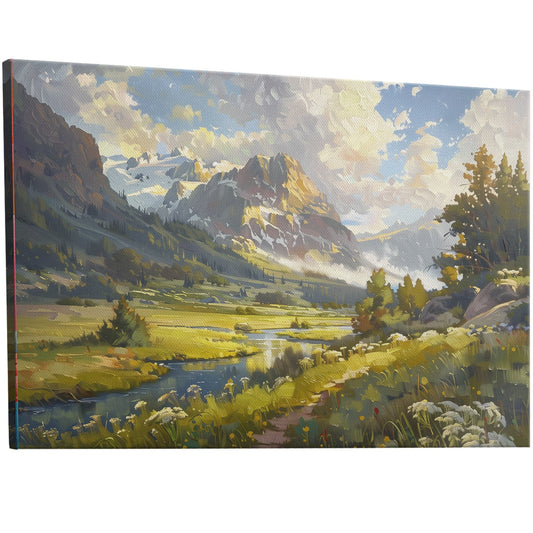 Vibrant landscape oil painting capturing nature's essence - Enriched Elegance