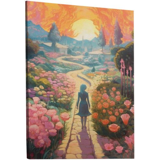 Child's Room Whimsical Fairytale Watercolor Landscape - Enchanted Floral Pathways