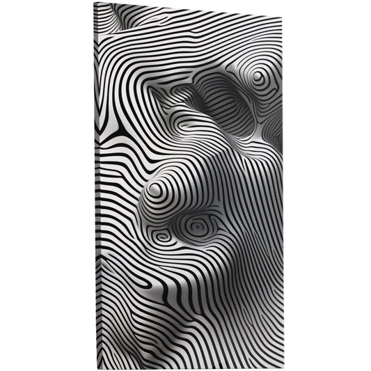 Black and white abstract wall art with intricate wavy lines