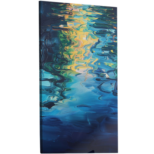 Abstract oil painting of water ripples - Enigmatic Oasis