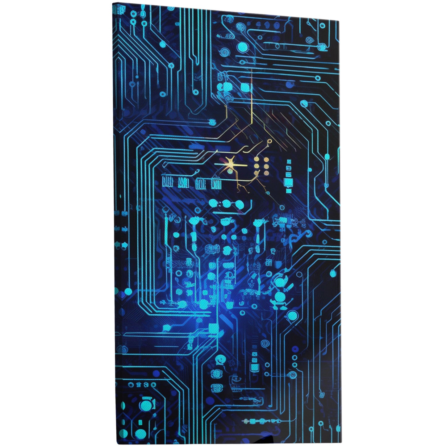 Circuitry-inspired wall art with intricate