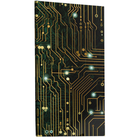 Futuristic digital circuitry wall art with binary pattern. High-quality