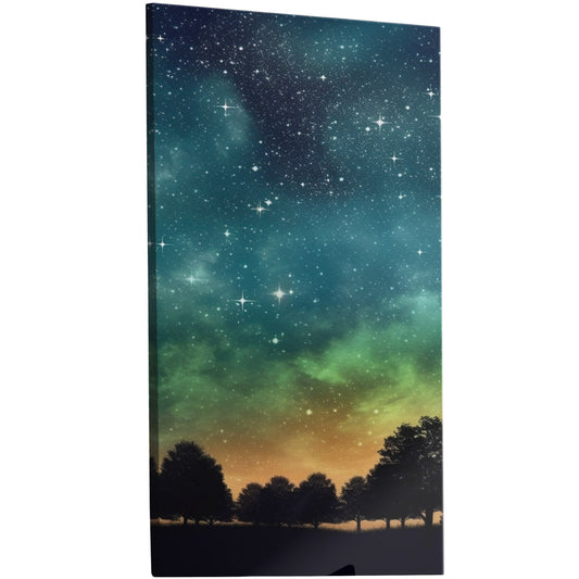 Painting of Silhouetted Trees and Star-filled Sky at Sunset - Stellar Serenity