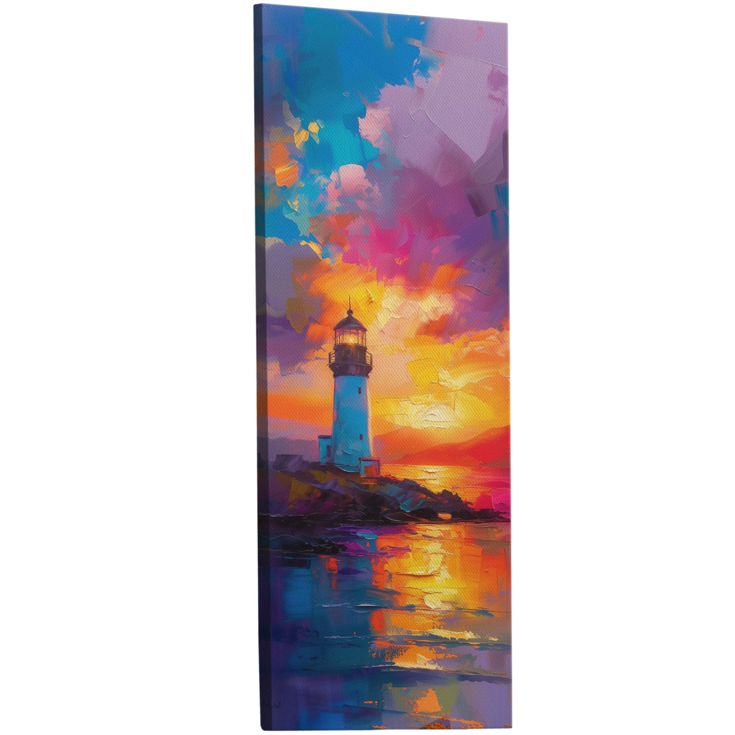 Tranquil ocean lighthouse at sunset - Serenity Reflects Hope