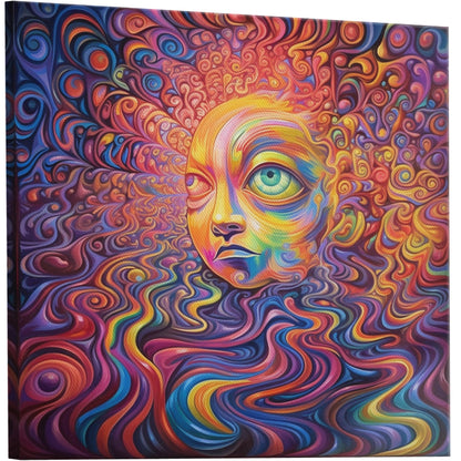 Psychedelic Portrait of an Enlightened Being - Vibrant Cosmic Revolution