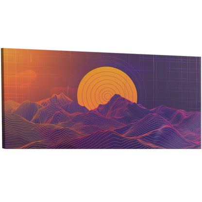 Vibrant 80s grid sun - Radiant Solar Symphony