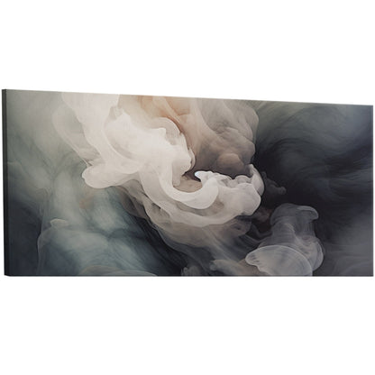 Swirling smoke pattern wall art in monochromatic tones