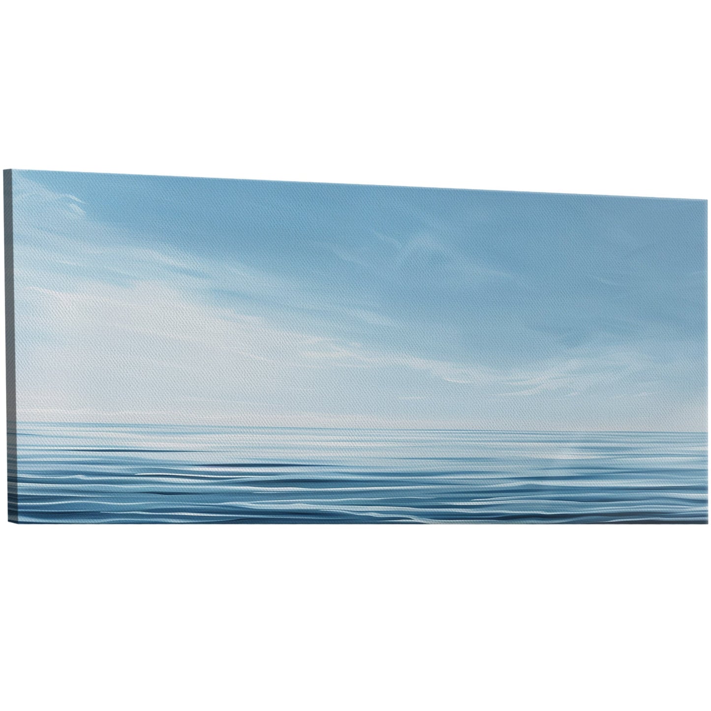 Minimalist abstract brush stroke painting of ocean and blue sky - Tranquil Serenity