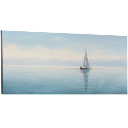 Tranquil seascape with solitary sailboat - Peaceful Horizon