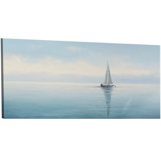 Tranquil seascape with solitary sailboat - Peaceful Horizon