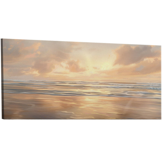 Transport yourself to a serene coastal sunset landscape with high quality wall art in various sizes and framing options.