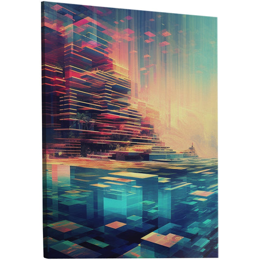 Mesmerizing contemporary glitch art on canvas