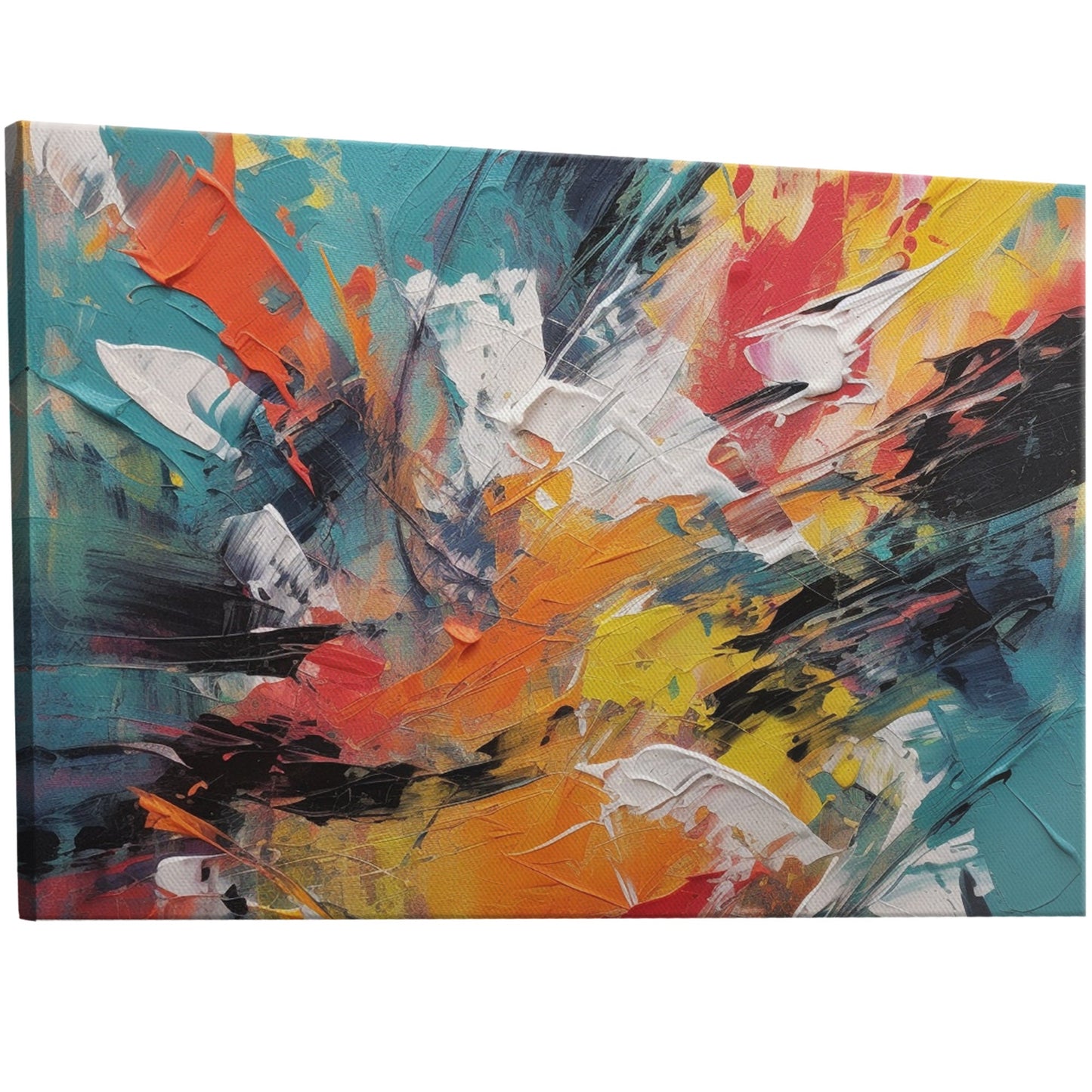 Striking abstract expressionist wall art with bold brushstrokes and vibrant hues