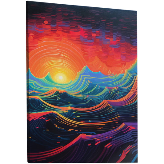 Transport your space with vibrant Neon Waves abstract wall art. Handmade with colorful