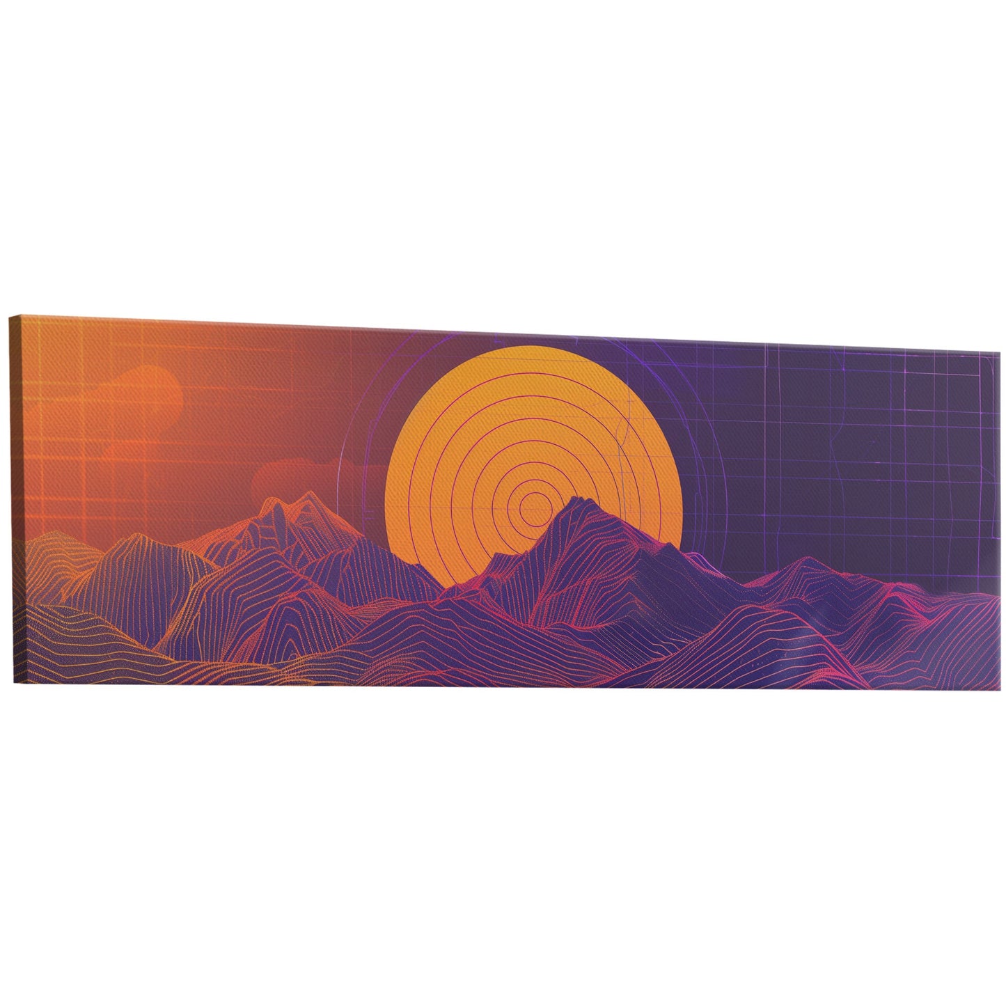 Vibrant 80s grid sun - Radiant Solar Symphony