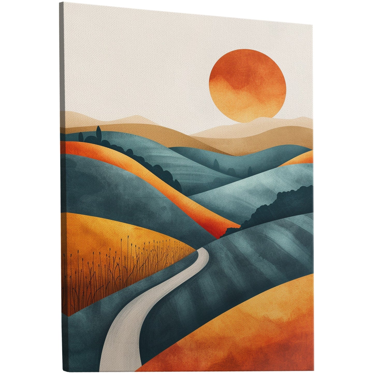 Countryside vista wall art inspired by iconic illustrations. Handmade with love