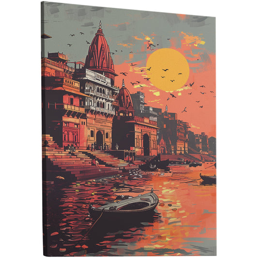 Vibrant Banaras Ghat illustration - Cultural Oasis